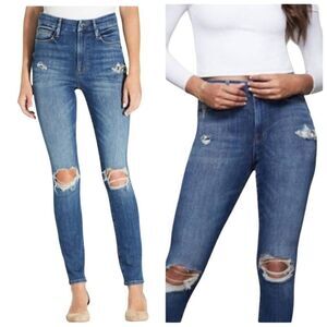 Good American Good Waist High Rise Snake Print Lined Pockets Denim Jeans Size 8/